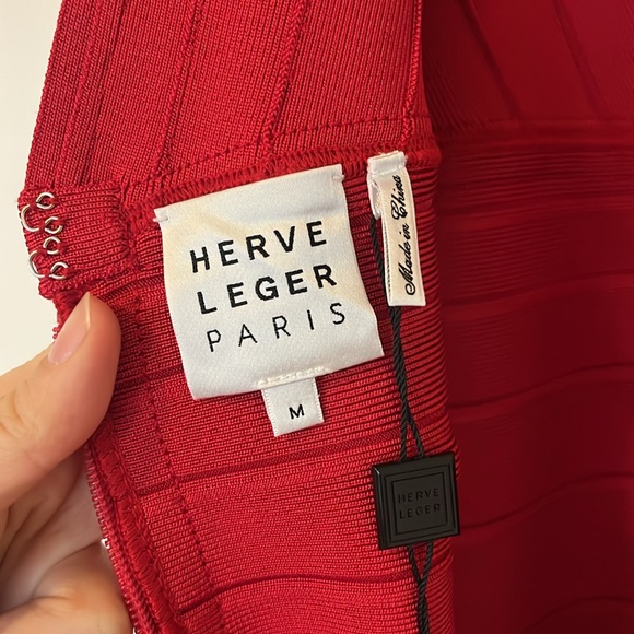 NWT $1690 Herve Leger Fluted Metallic-Trimmed Bandage Midi Dress size M - Picture 15 of 17